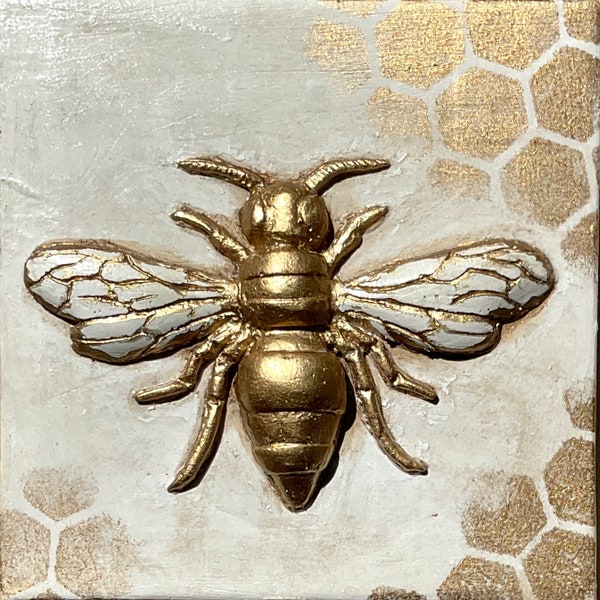 Biene, Bienenrelief, Wandfliese Honigbiene, Wandrelief, Bienenbild, Bee, Skulptur, Gipsrelief