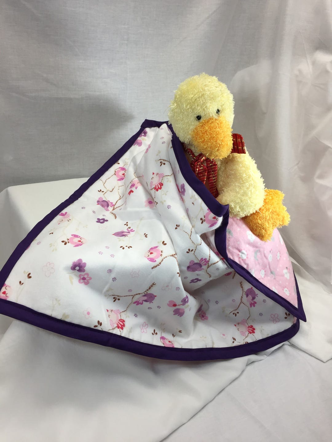Pink Birds Baby Blanket Purple Bed Covering Infant Cotton Etsy