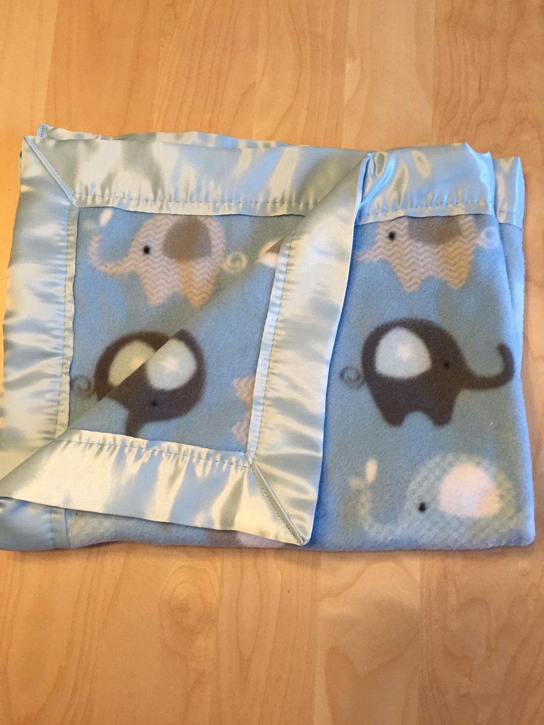 Little English Nursery Blanket, Blue Elephant