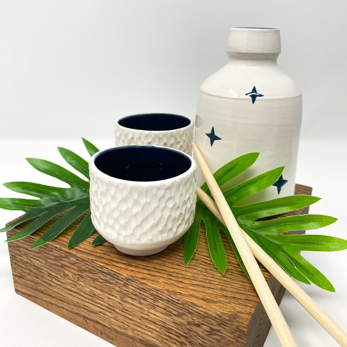Sake Set Handmade Ceramic Sake Set with Stars Modern White Etsy