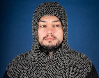 Zeughaus Medieval Chainmail Hood Roundring 9mm Steel Oiled