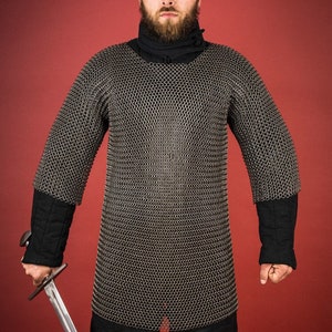 Zeughaus Medieval Chainmail Haubergeon Roundring 9mm Steel Oiled