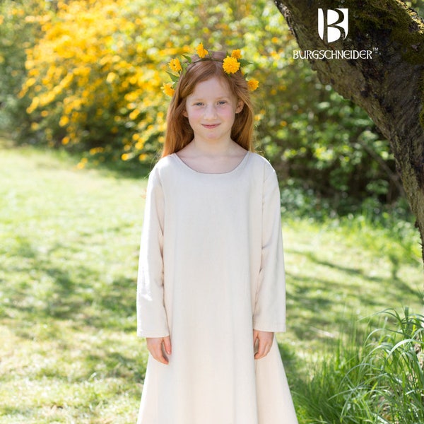 Burgschneider Sous-robe médiévale en coton pour enfants Viking Larp Ylvi