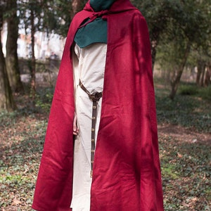 Burgschneider Manteau en feutre de laine à capuche viking médiéval Hibernus Red