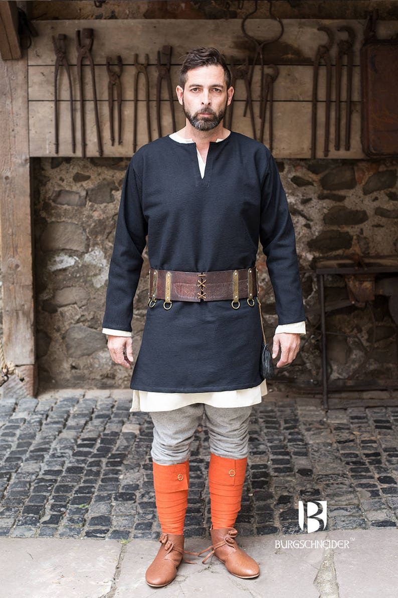 Viking Tunic Erik Medieval Cotton by Burgschneider Black