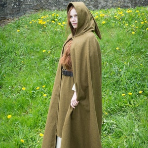 Burgschneider Medieval Viking Hooded Wool Felt Coat Hibernus Autumn Green