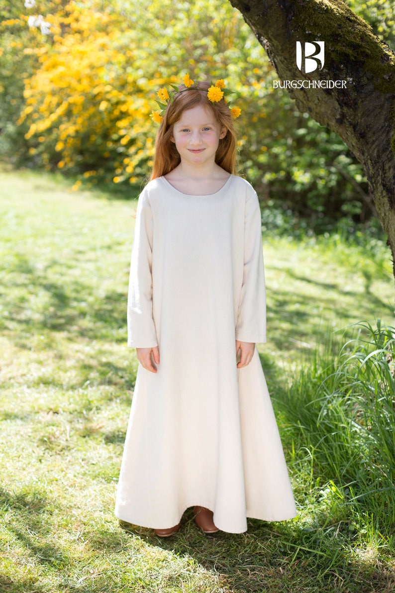 Burgschneider Children's Medieval Viking Larp Cotton Underdress Ylvi Natural