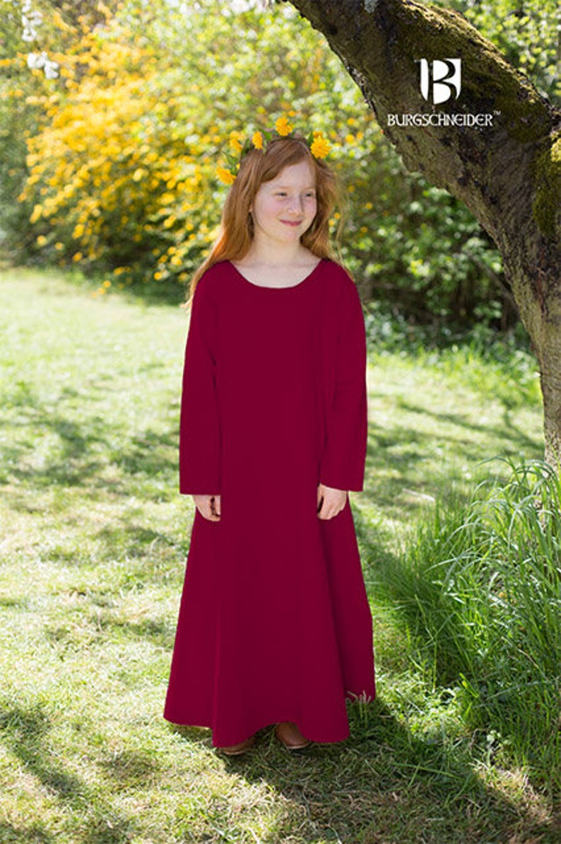 Burgschneider Children's Medieval Viking Larp Cotton Underdress Ylvi Burgundy