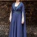 Robe médiévale-fantastique Burgschneider Agnes - Bleu foncé / Bleu pastel