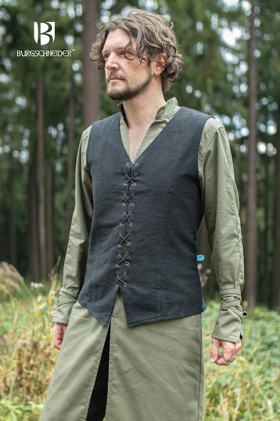 Burgschneider Medieval Larp Vest Maron 100% Cotton 