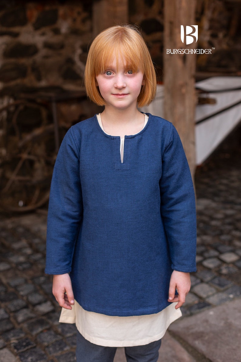 Burgschneider Children's Viking Medieval Cotton Tunic Eriksson Blue