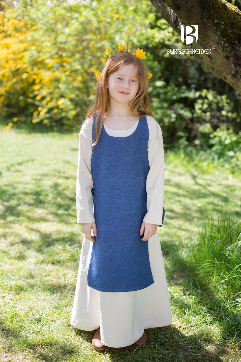 Burgschneider Children's Medieval Viking Larp Cotton Garment Ylva Ocean blue