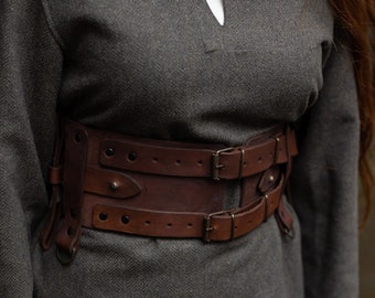 Medieval Leather Broad Belt Abies Brown