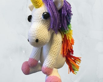 Handmade Crochet Unicorn Toy, Plush Stuffed Animal