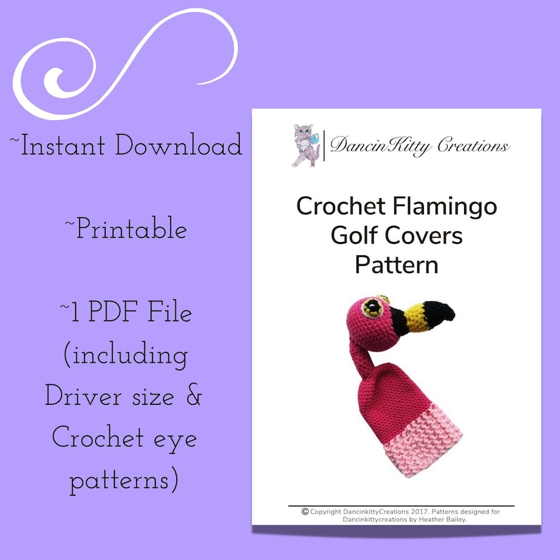 Pattern Crochet Flamingo Golf Cover, Golf Club Cover Pattern, Golf Driver Cover Pattern, Father's Day Gift, Golf Gift, Flamingo Gift, image 3