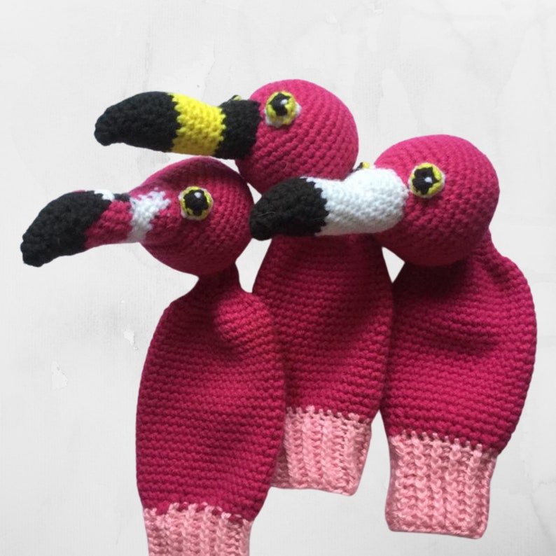 Crochet Flamingo Golf Club Cover, Golf Head Cover, Golf Drive Cover