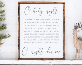 O Holy Night Sign-Holy Night Print-O Holy Night Printable-O Holy Night-O Night Divine-Christmas Sign-Farmhouse Christmas Print-Mantle Print