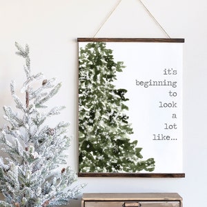 It&#39;s Beginning to Look a lot like Christmas Sign-Winter Tree Sign-Christmas Printable-Christmas Tree Print-Farmhouse Christmas-Snowy Trees