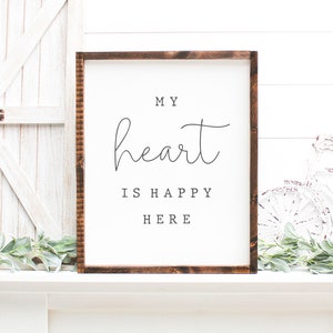 My Heart is Happy Here Sign-Farmhouse Wall Art-Happy Heart Print-Green Chalkboard Sign-Home Décor Wall Art-Typography Sign-Family Home Sign