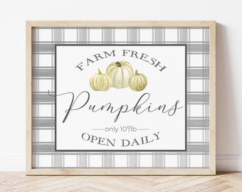 Farm Fresh Pumpkins Sign-White Pumpkin Print-Farmhouse Pumpkin Sign-Fall Wall Art-Pumpkin Wall Art-Autumn Print-Farm Fresh White Pumpkins