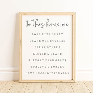 In This Home We Love-Home Rules Print-House Rules Print-Home Rules Sign-House Rules Sign-Chalkboard Sign-Farmhouse Home Rules-Family Rules