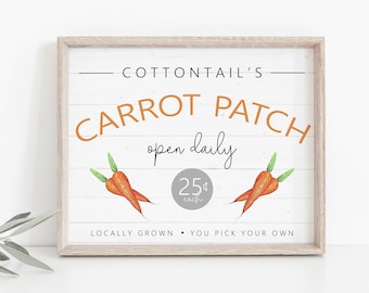 Carrot Patch Print-Farmhouse Carrot Patch Easter Printable-Cottontails Carrot Patch Sign-Locally Grown Carrot Patch Sign-Easter Sign-Downld