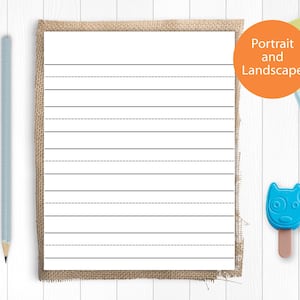 Handschrift Papier Printable-Vorschule Kindergarten Schreibpapier-Liniertes Papier Lernpapier-Homeschool Printable-Montessori Printable