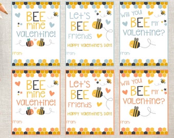 Druckbare Kinder Valentinstag Karten-Klassenzimmer Valentinstag Karten-Bumble Bee Valentinstag Karten-Schule Valentinstag Karten-Pack-Lets Bee Freunde