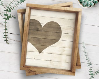 Bauernhaus Herz Print-Herz Print-Holzherz Zeichen-Holzherz Print-Bauernhaus Holz Herz Print-Valentinstag Herz Print-Digital