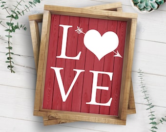 Liebe zum ausdrucken-Liebe Print-Liebe Zeichen-Valentinstag druckbare-rote Holz Liebe Print-Liebe Herz Print-Valentinstag Wand Kunst-Bauernhaus Liebe