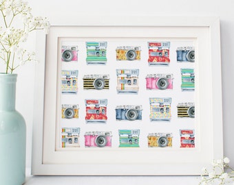 Vintage Watercolor Camera Print-Printable Art-Camera Print-Watercolor Cameras-Hobby Print-Instant Download-Guest Room Decor-Wall Art Decor