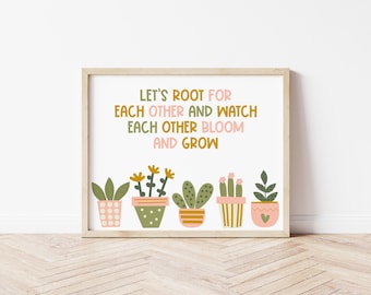 Stampa "Facciamo il tifo a vicenda", decorazione da parete per la sala giochi, poster per la classe, decorazioni per la scuola domestica, lezioni inclusive motivazionali, decorazioni per la classe boho