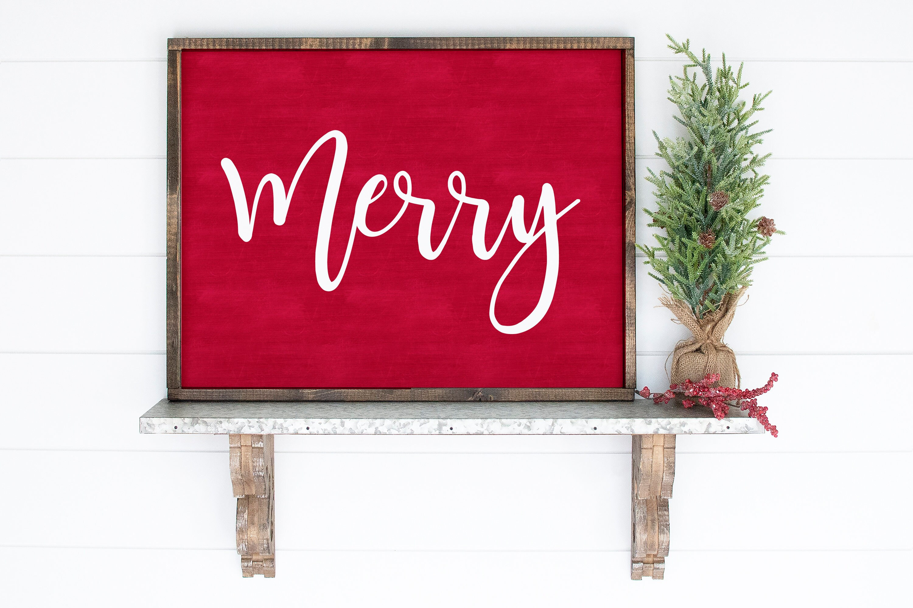 Merry Printable merry merry Sign merry Christmas Print red Etsy