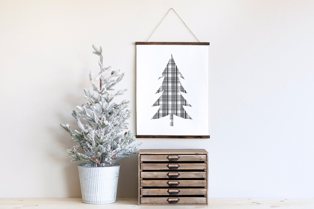Buffalo Plaid Christmas Tree Sign-black and White Plaid Tree - Etsy