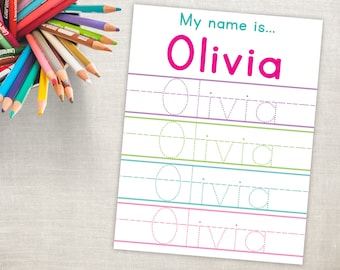 Custom Name Tracing Sheet-Handwriting Practice Sheet-Custom Personalized Name Tracing Download-Kindergarten Name Practice-Preschool Name
