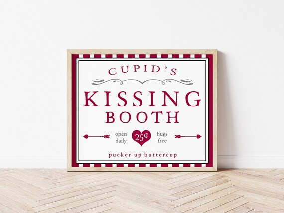 Kissing Booth Sign-kissing Booth Printable-cupids Kissing - Etsy