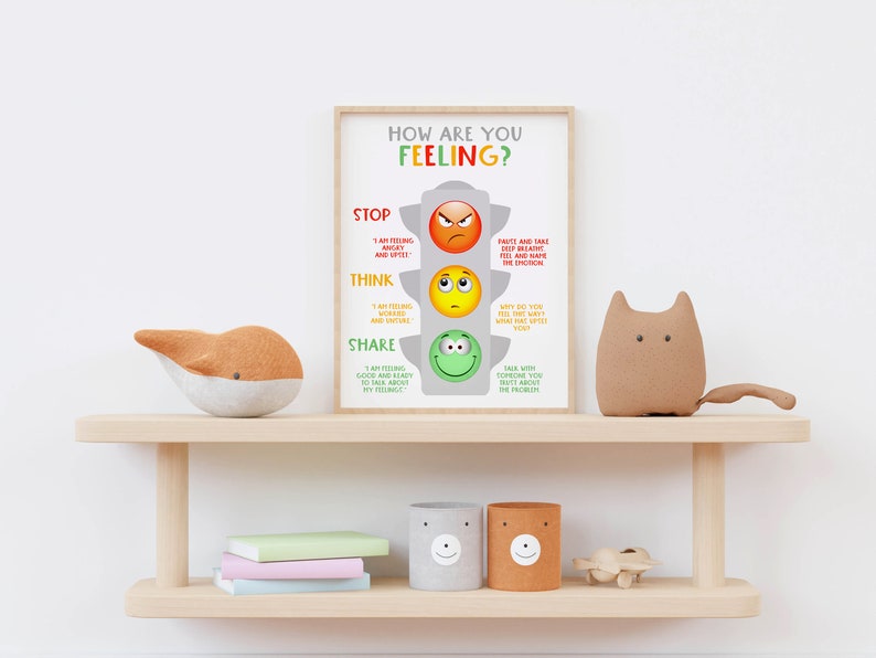 Traffic Light Feelings Printable-stop Think Share Print-mental Health ...