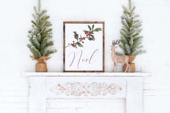 Noel Sign-Noel Print-Noel Printable-Christmas Print-Christmas Sign-Holly Berry Ivy Print-Winter Printable-Farmhouse Christmas Print-Download