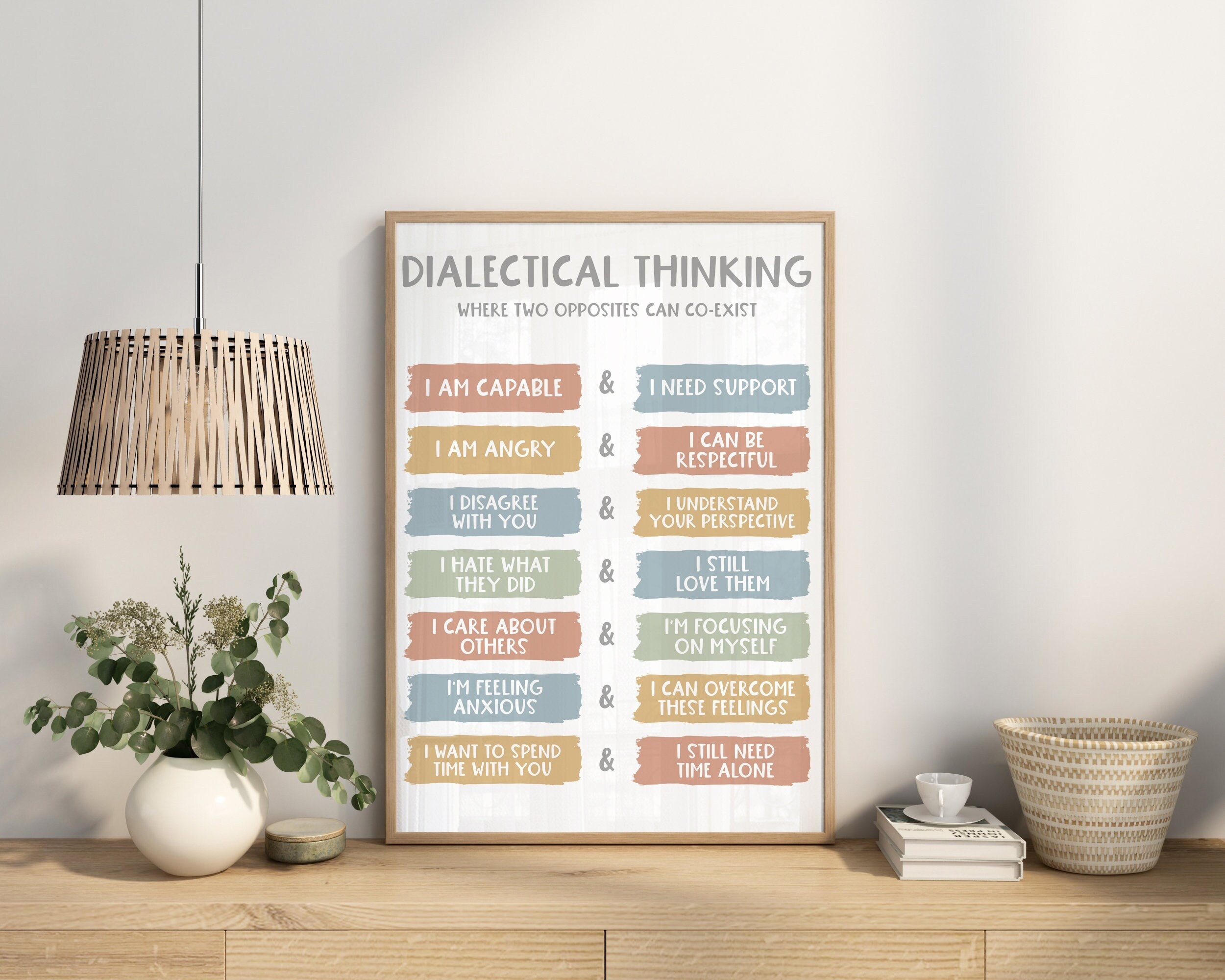 Dialectical Thinking Opposites Can Co-Exist Printable-Therapy Poster-Opposite Thinking Sign-Therapy Poster-Counseling Poster-DBT Skills Sign