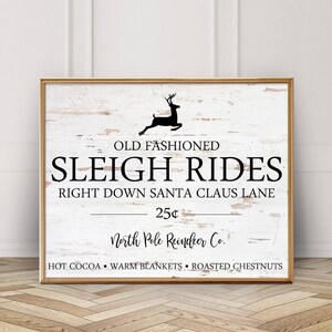 Sleigh Rides Printable-reindeer Sleigh Rides Sign-old Fashioned Sleigh ...