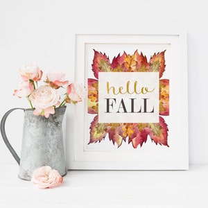 Hello Fall Printable-hello Fall Print-welcome Fall Sign-fall Printable ...