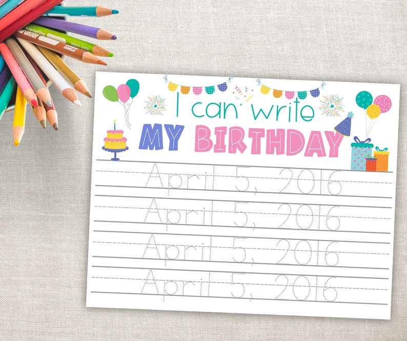Custom Birthday Tracing Sheethandwriting Practice Etsy