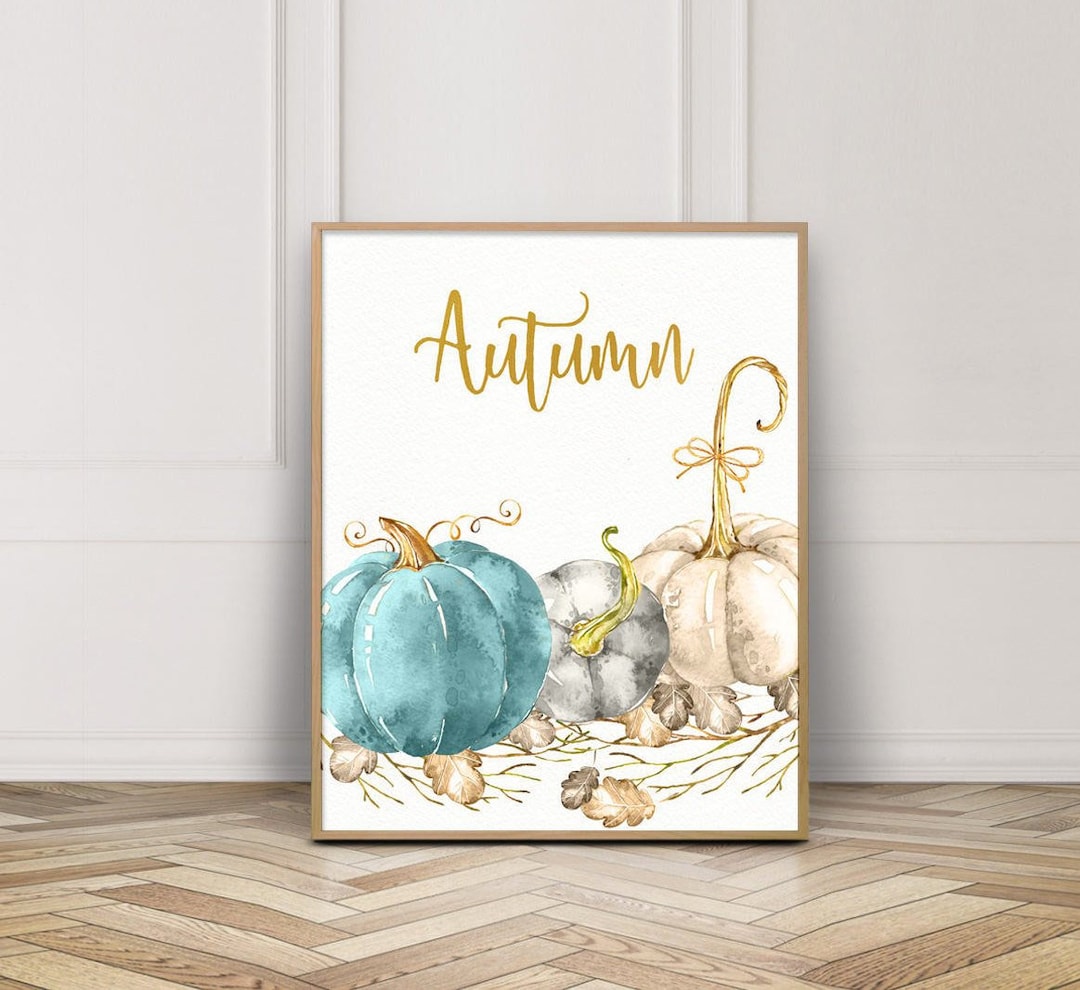 Blue Pumpkin Printable-autumn Blue Pumpkin Print-blue White Pumpkins ...