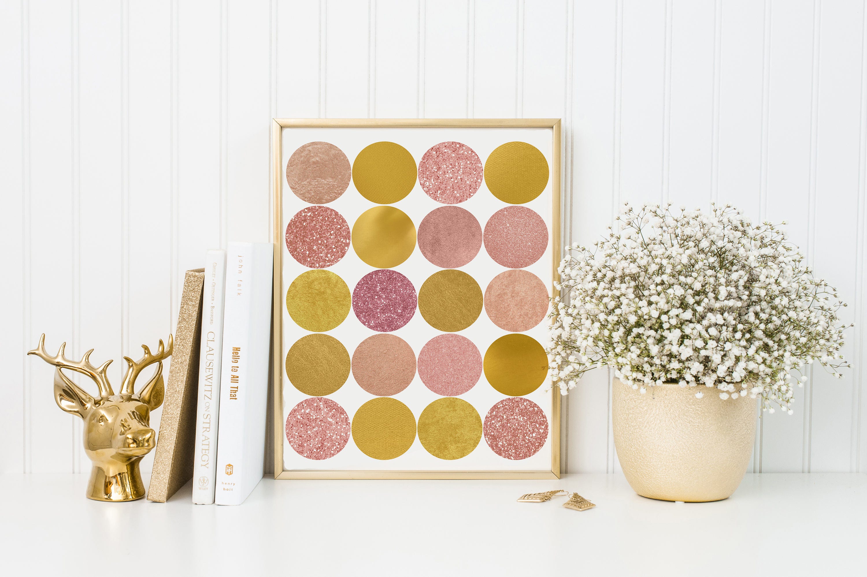 Pink Gold Wall ArtPink Gold CirclesRose Gold PrintPink and Etsy