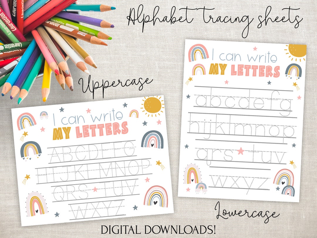 Alphabet Tracing Sheet-handwriting Practice Sheet-uppercase Lowercase ...