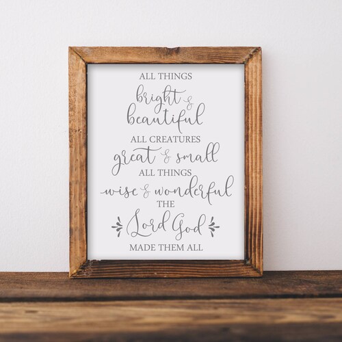 All Things Bright and Beautiful Printable-all Creatures Great - Etsy