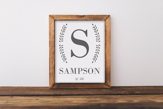 Family Printable-Customized Last Name Family Sign-Custom Family Printable-Last Name Print-Family Name Sign-Laurel Wreath-Digital Download