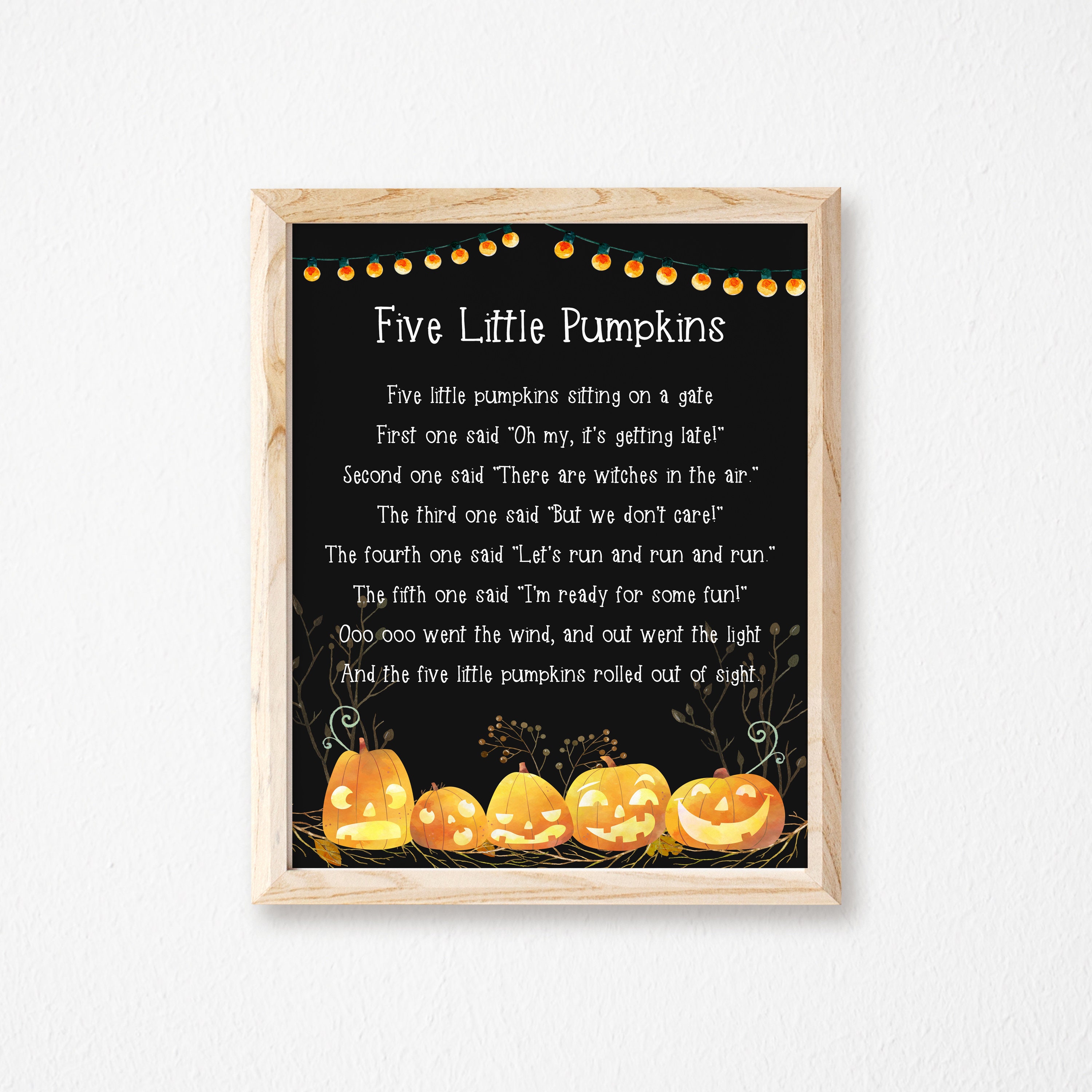 Five Little Pumpkins-five Little Pumpkins Sign-preschool - Etsy