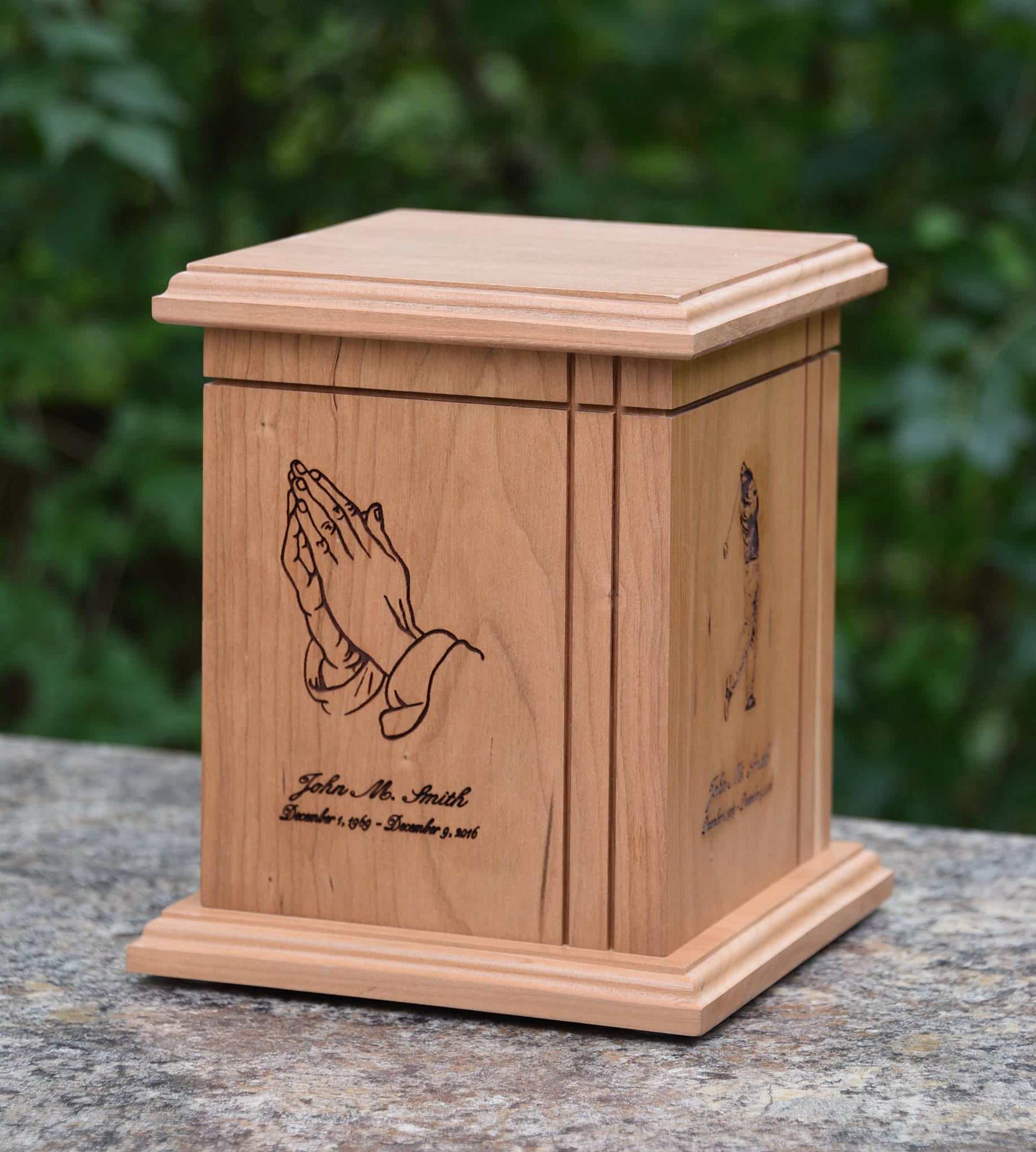 Wooden Cremation Urns with laser images wood urn cremation | Etsy