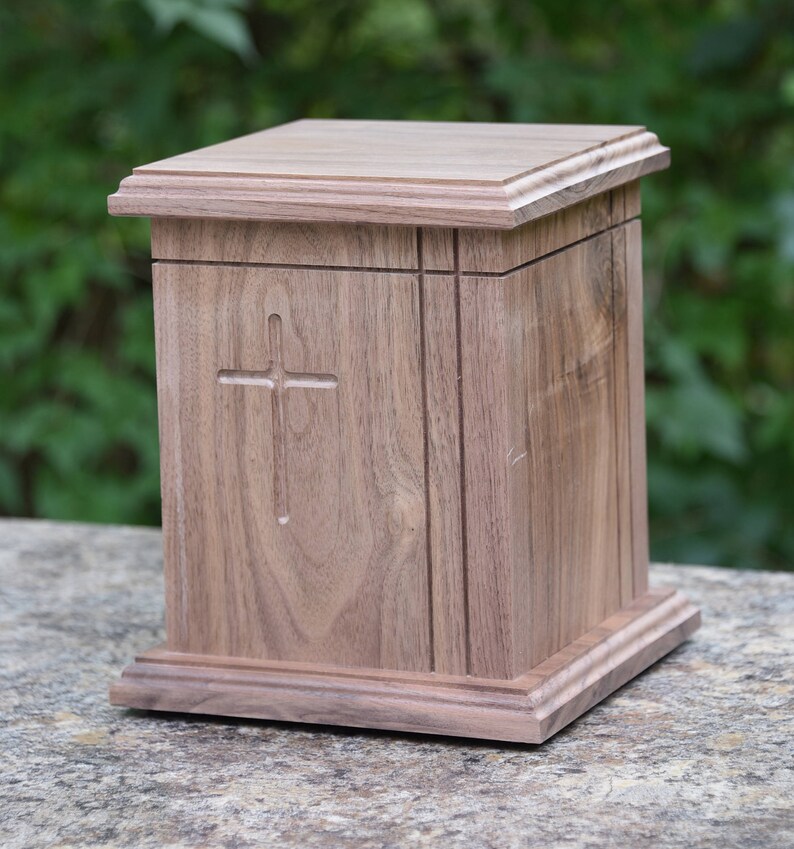 Wooden Cross Urn in Walnut Urn Wooden Urn Adult Urn Etsy